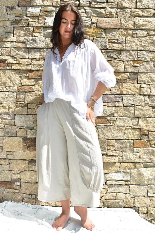 Shayle Indian Cotton Smock Shirt White